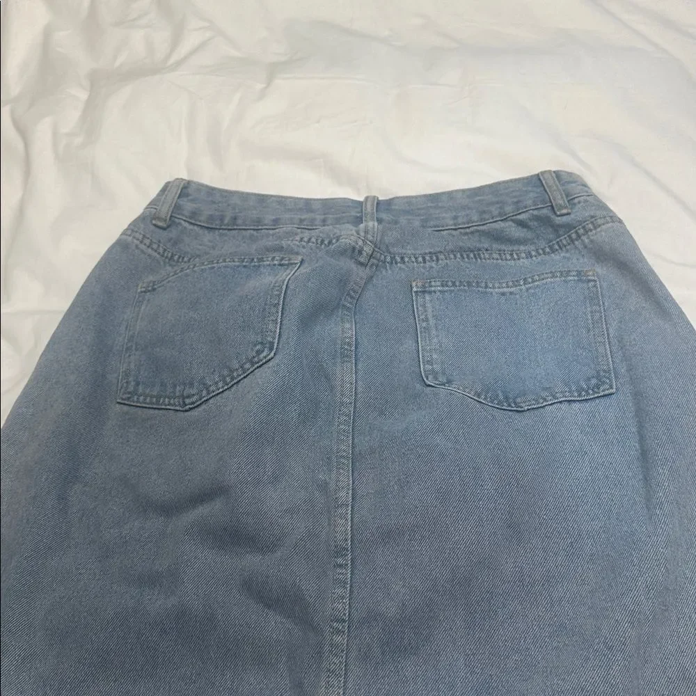 Denim asymmetrical at zipper maxi skirt - Picture 5 of 8